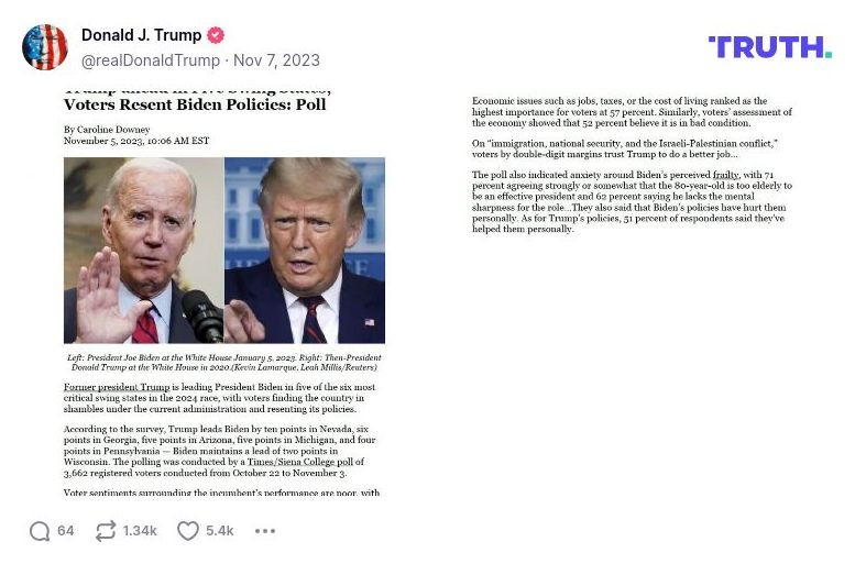 Post image from Donald Trump