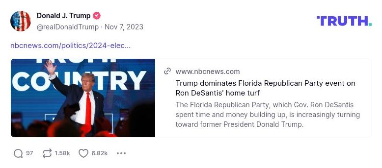 Post image from Donald Trump