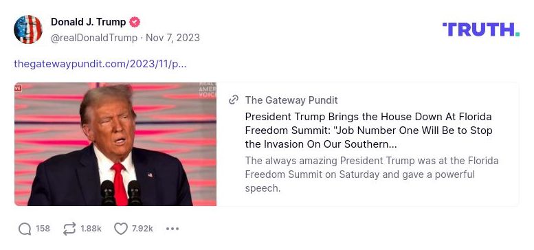 Post image from Donald Trump