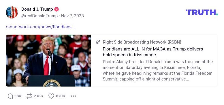 Post image from Donald Trump