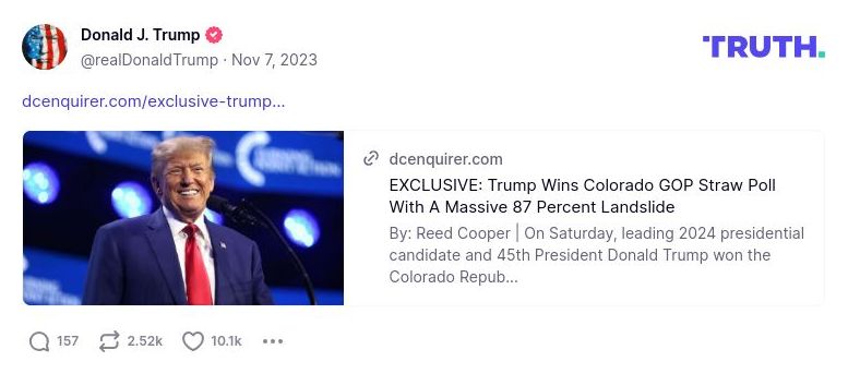 Post image from Donald Trump