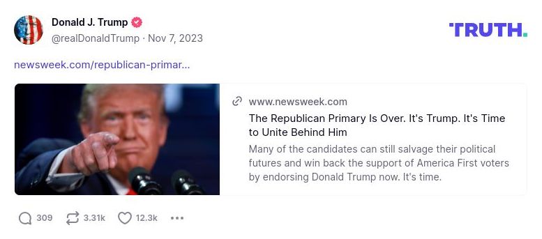 Post image from Donald Trump