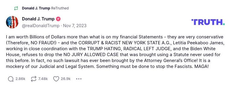 Post image from Donald Trump