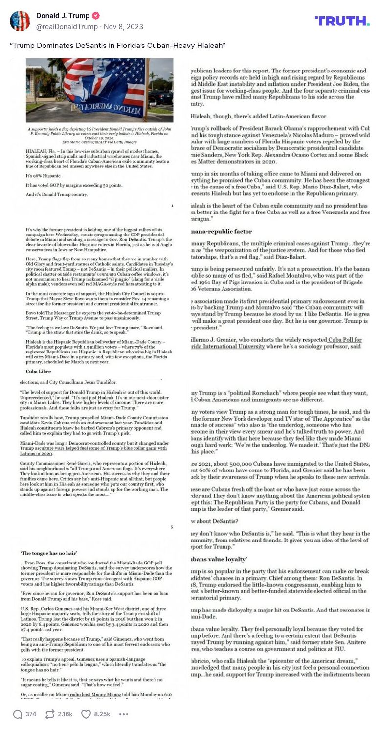 Post image from Donald Trump