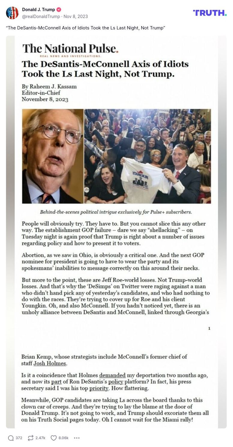 Post image from Donald Trump