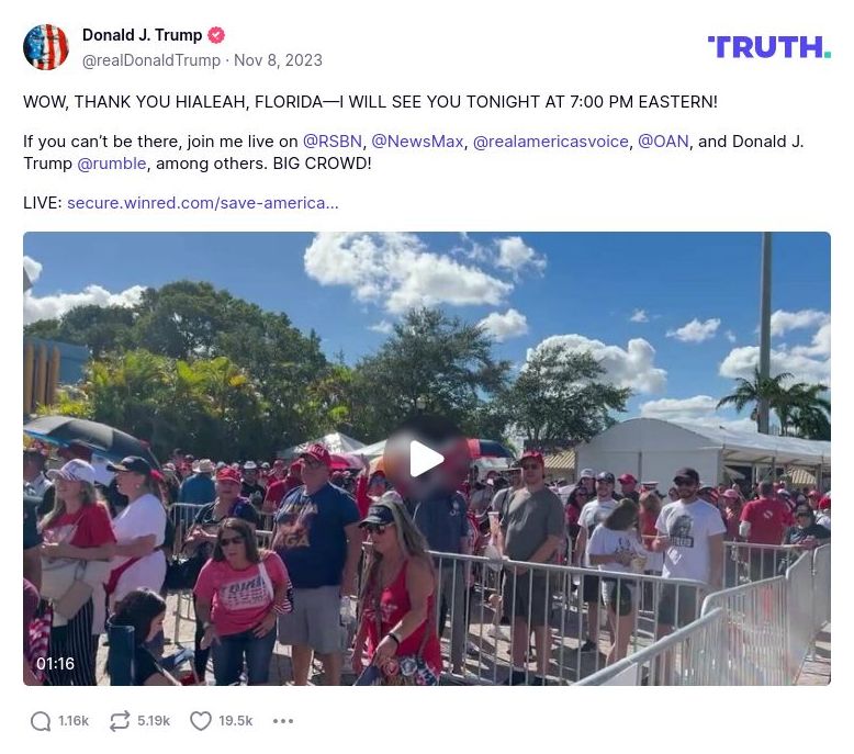 Post image from Donald Trump