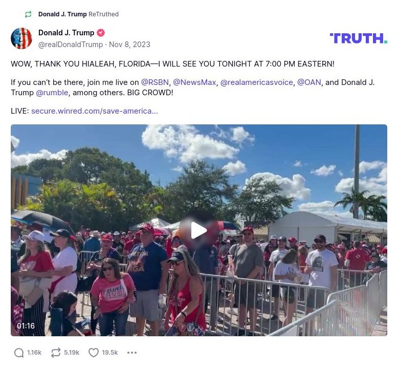 Post image from Donald Trump