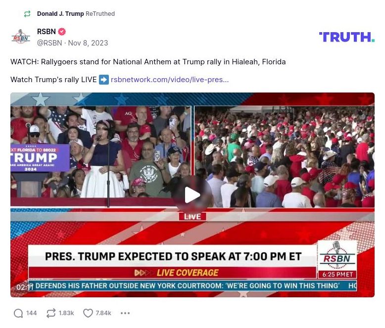 Post image from Donald Trump