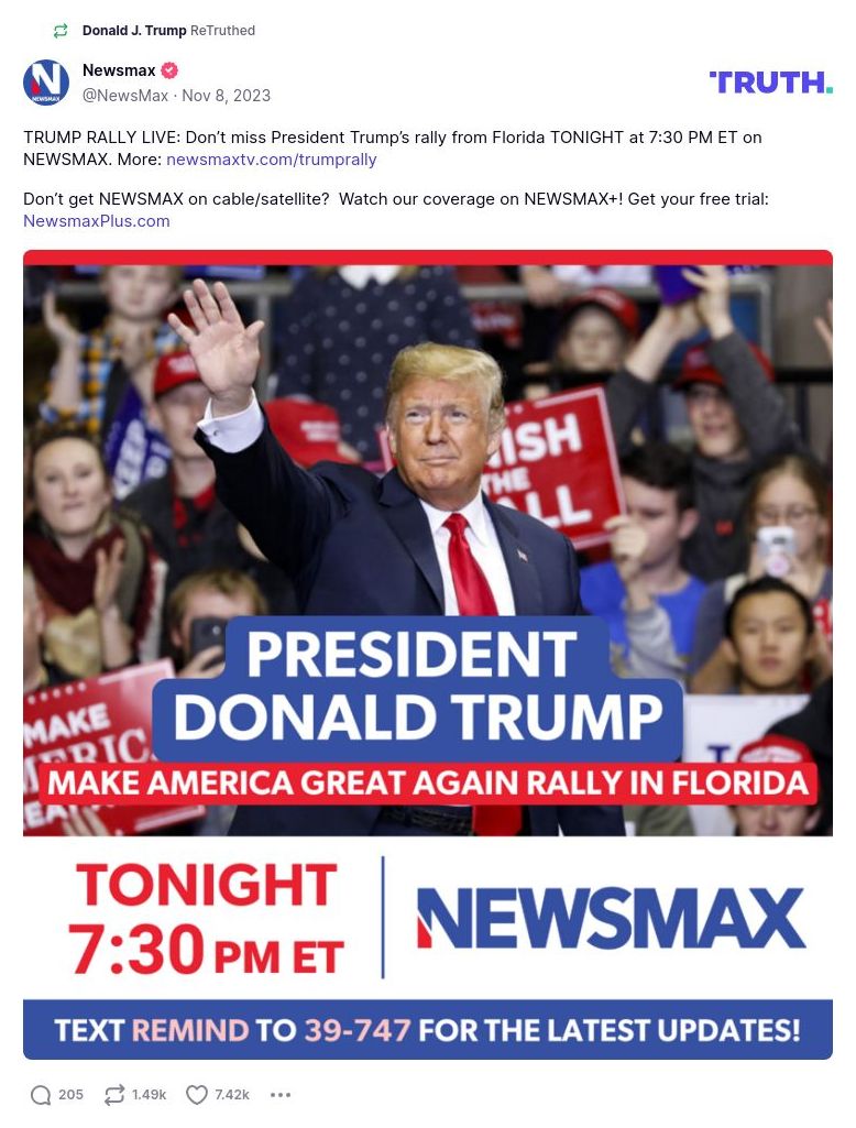 Post image from Donald Trump