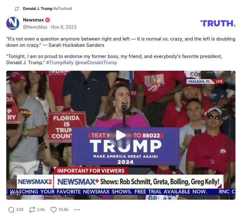 Post image from Donald Trump