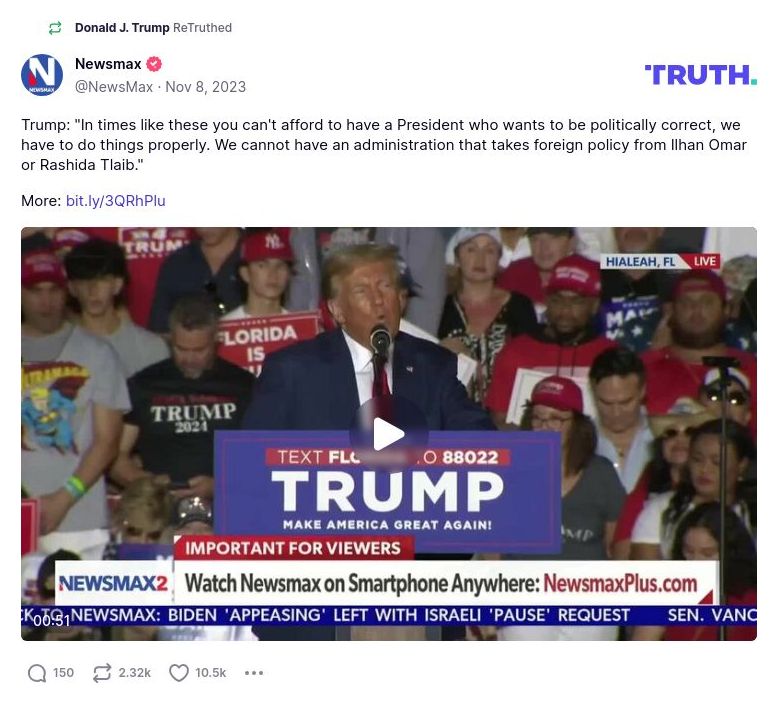 Post image from Donald Trump