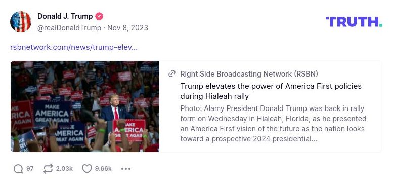 Post image from Donald Trump