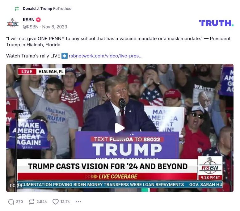 Post image from Donald Trump