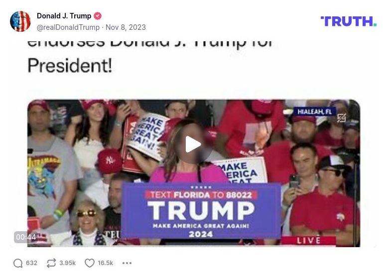 Post image from Donald Trump