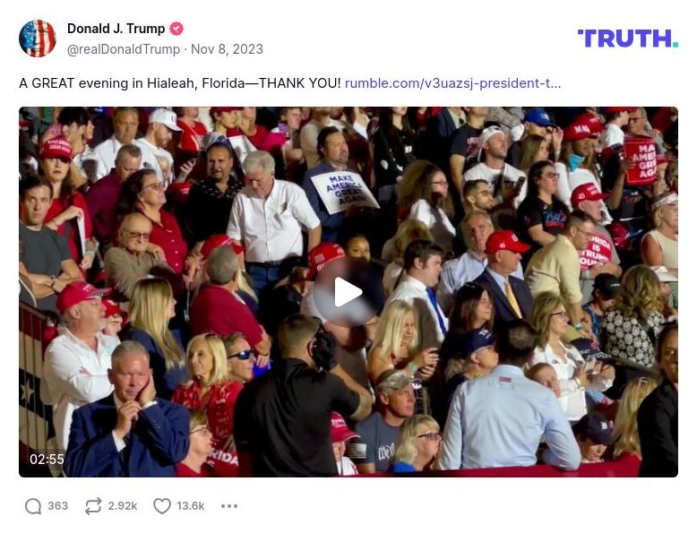 Post image from Donald Trump