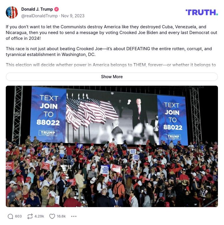 Post preview from Donald Trump