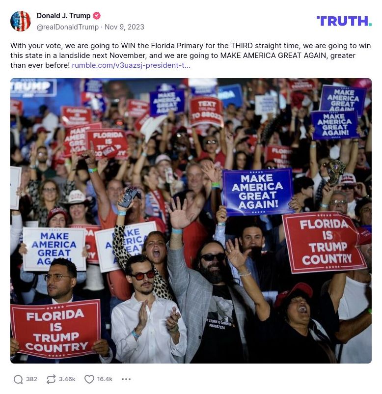 Post image from Donald Trump