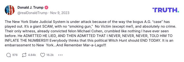 Post image from Donald Trump