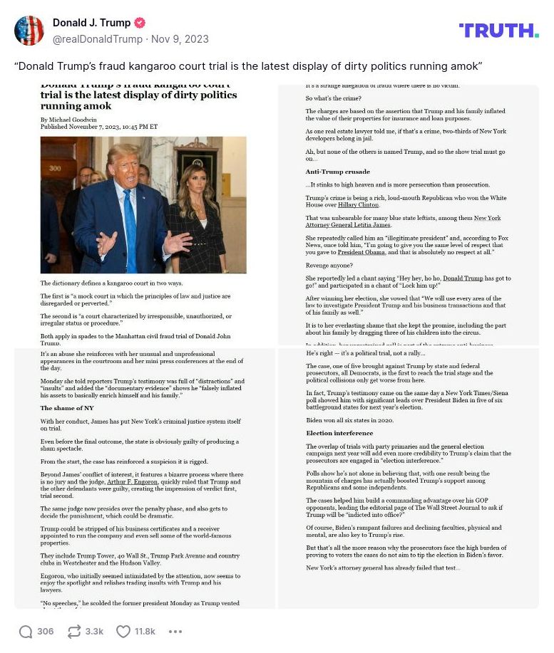 Post image from Donald Trump