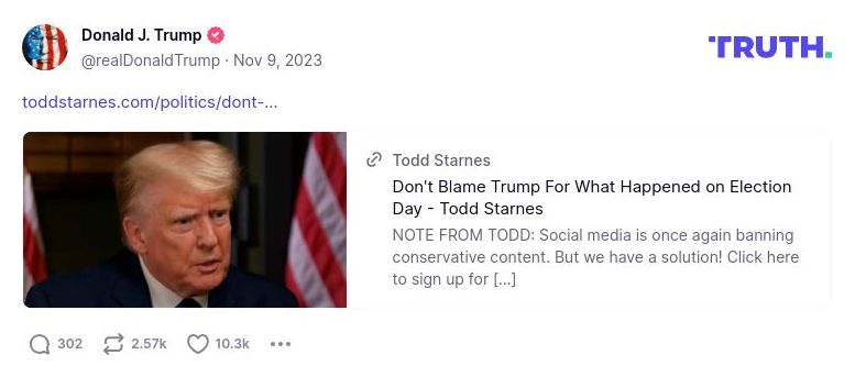 Post image from Donald Trump