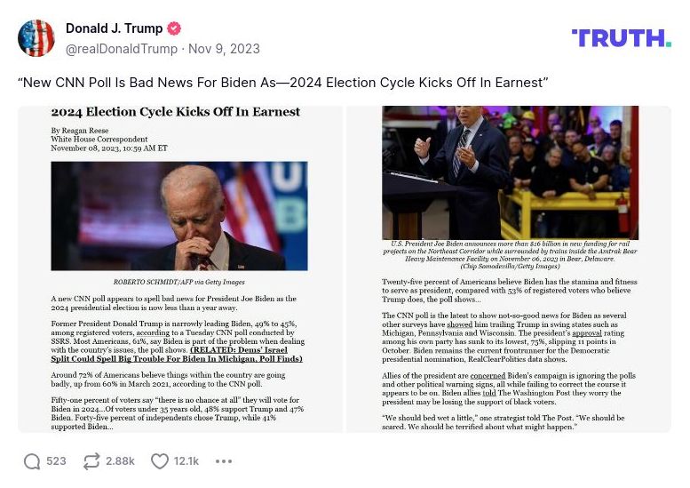 Post preview from Donald Trump