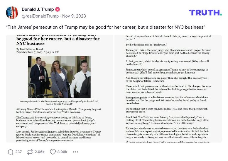 Post image from Donald Trump