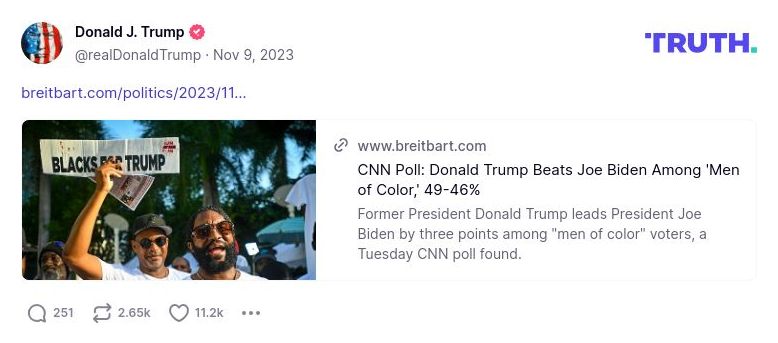 Post preview from Donald Trump