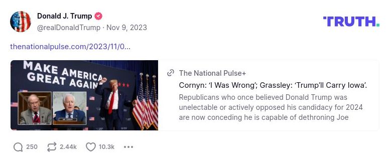 Post image from Donald Trump