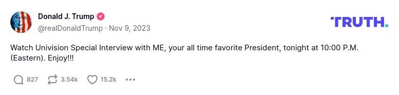 Post image from Donald Trump