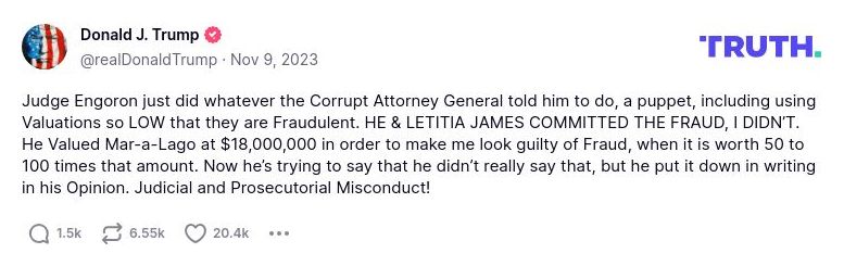 Post image from Donald Trump