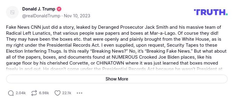 Post preview from Donald Trump