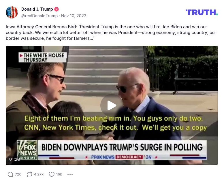 Post image from Donald Trump