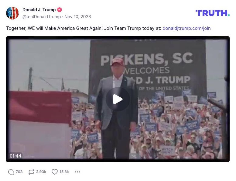 Post image from Donald Trump