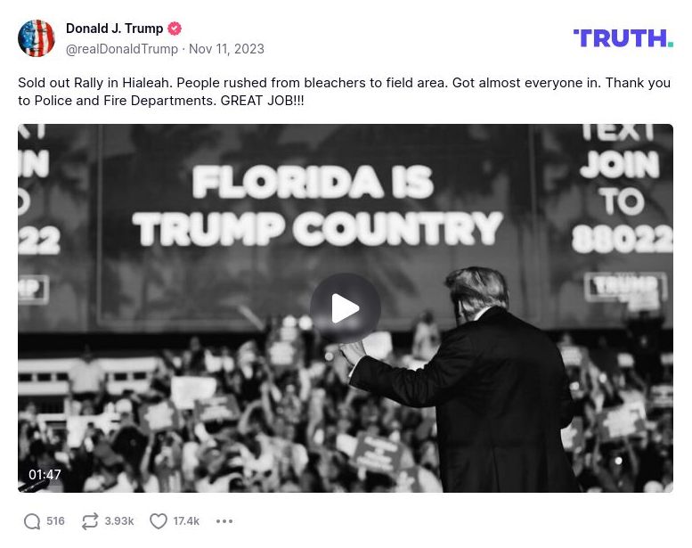 Post image from Donald Trump