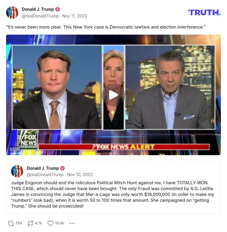 Post image from Donald Trump