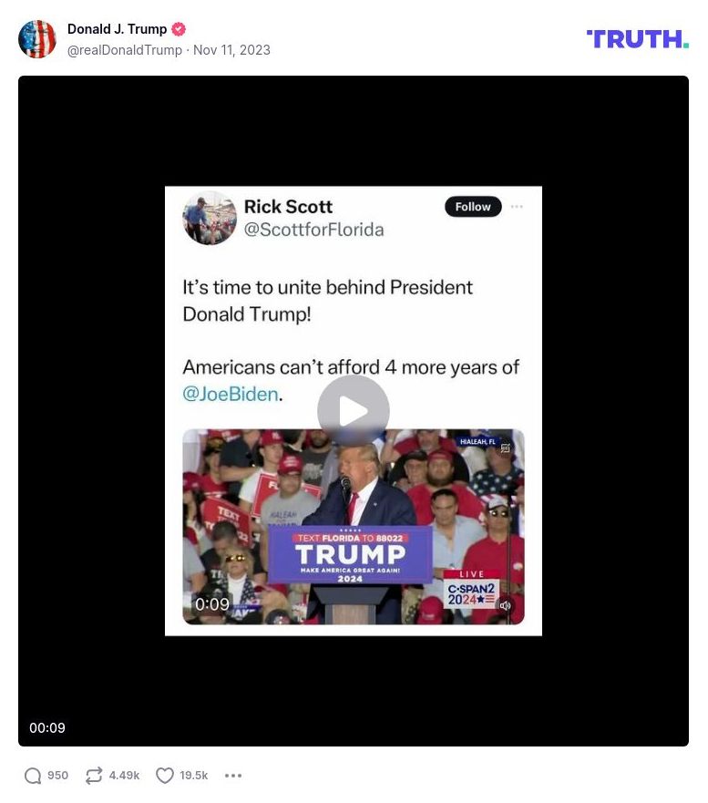 Post image from Donald Trump