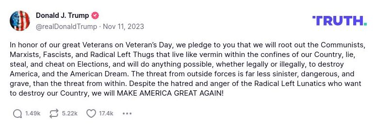 Post image from Donald Trump