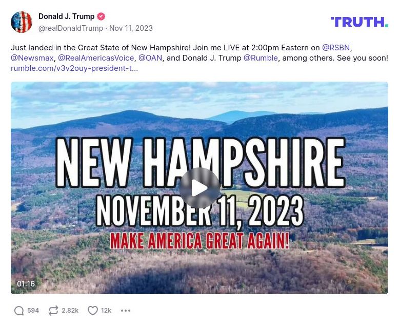 Post image from Donald Trump