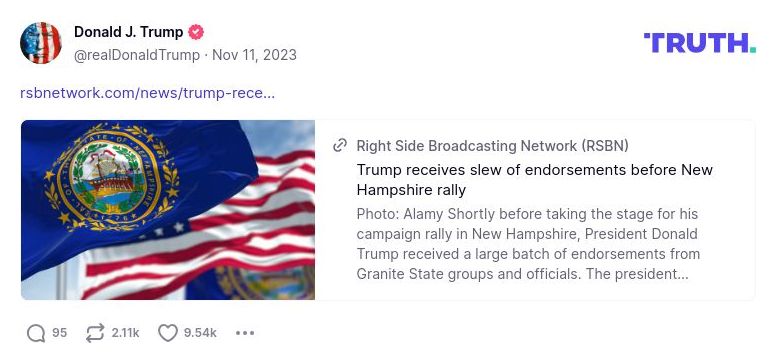 Post image from Donald Trump