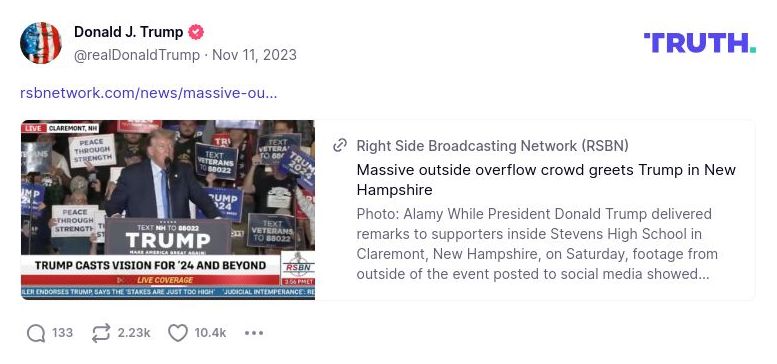 Post image from Donald Trump