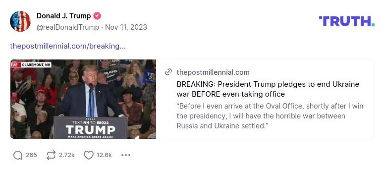 Post preview from Donald Trump