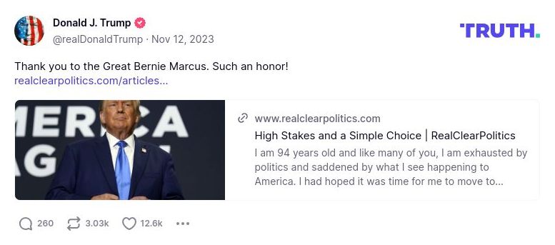 Post image from Donald Trump