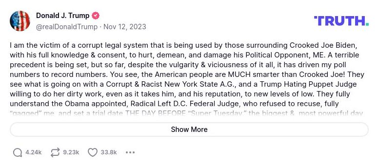 Post image from Donald Trump