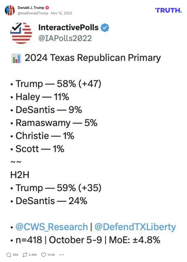 Post image from Donald Trump