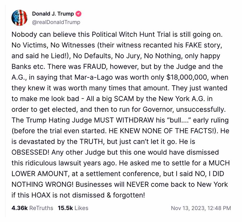 Post image from Donald Trump