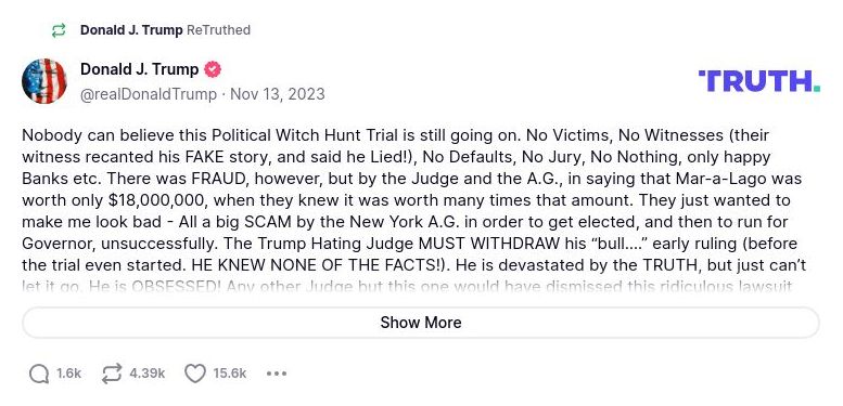 Post image from Donald Trump