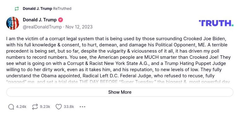 Post image from Donald Trump