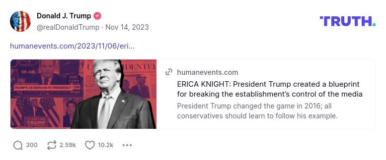 Post image from Donald Trump