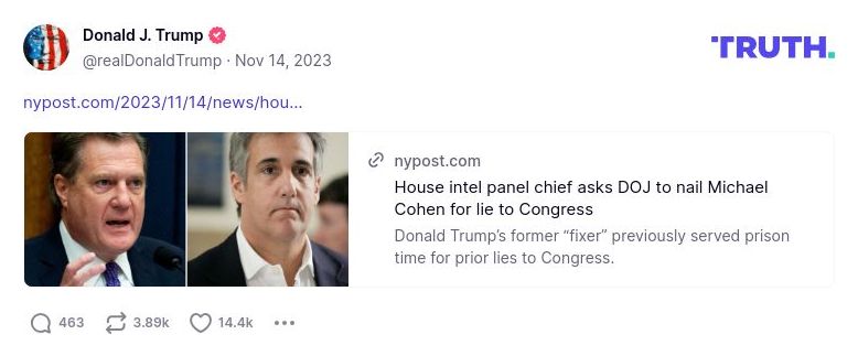 Post image from Donald Trump