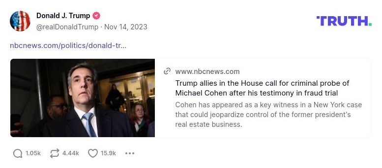 Post image from Donald Trump